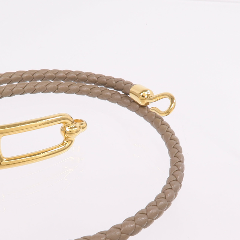 HERMES Swift皮革Roulis Double Tour Bracelet金扣手帶Etoupe-5