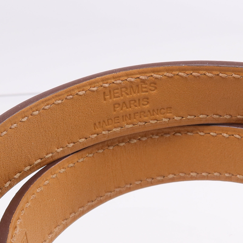HERMES Swift皮革Kelly Double Tour Bracelet銀扣手帶Etoupe-8