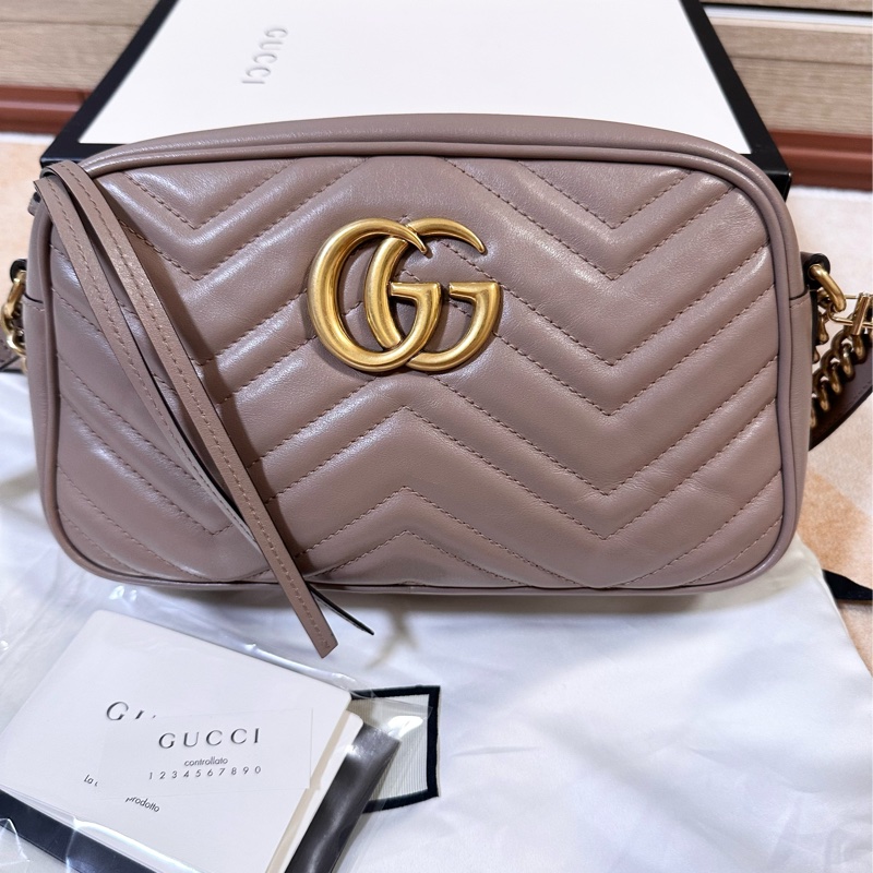 Gucci Marmont 中號相機包 (24cm) 藕粉色-8