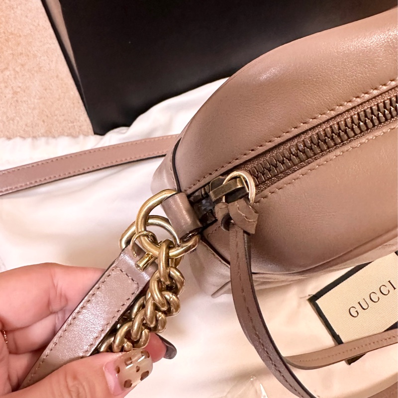 Gucci Marmont 中號相機包 (24cm) 藕粉色-13