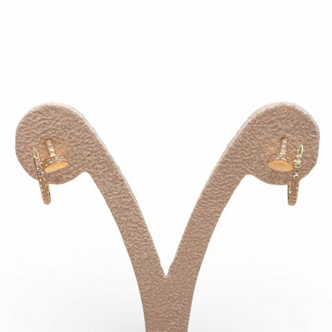 CARTIER 卡地亞 JUSTE UN CLOU 滿鑽釘子耳環 耳針款 K18YG 金色