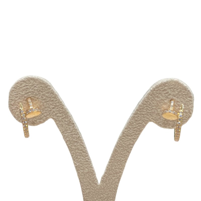 CARTIER 卡地亞 JUSTE UN CLOU 滿鑽釘子耳環 耳針款 K18YG 金色-1