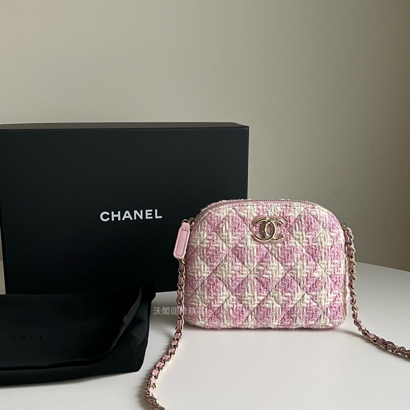 Chanel VIP限定千鳥格粉色貝殼包-1