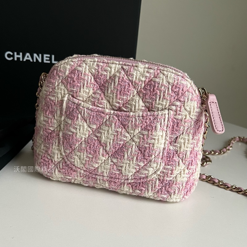 Chanel VIP限定千鳥格粉色貝殼包-2