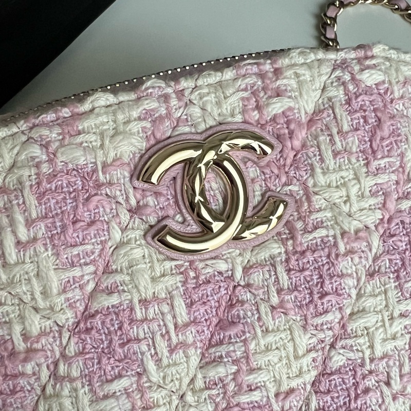 Chanel VIP限定千鳥格粉色貝殼包-8