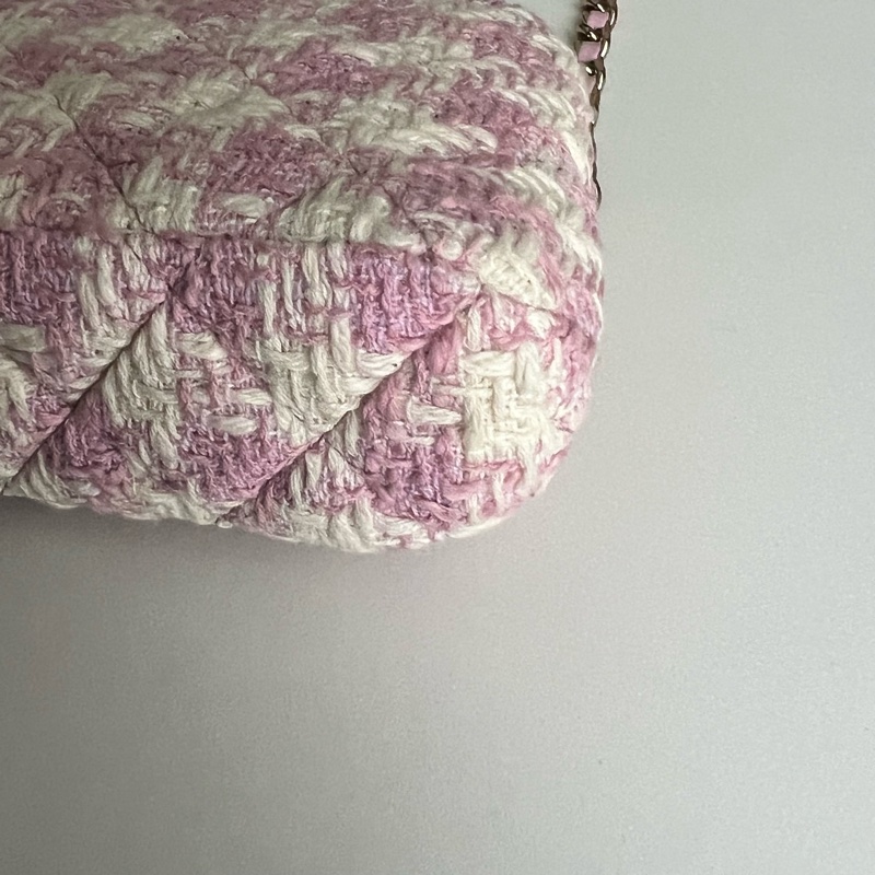 Chanel VIP限定千鳥格粉色貝殼包-17