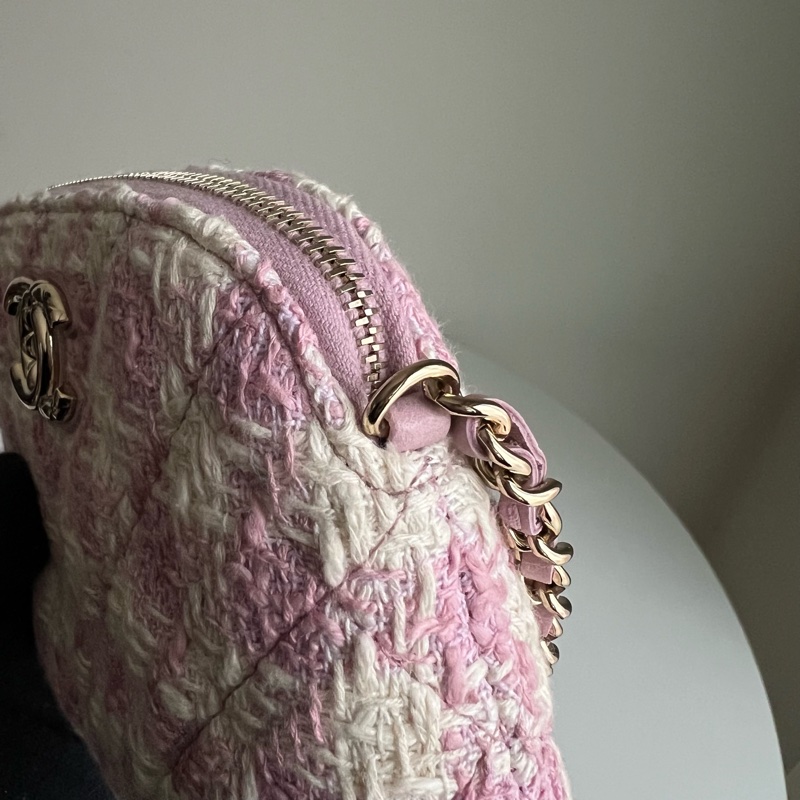 Chanel VIP限定千鳥格粉色貝殼包-19
