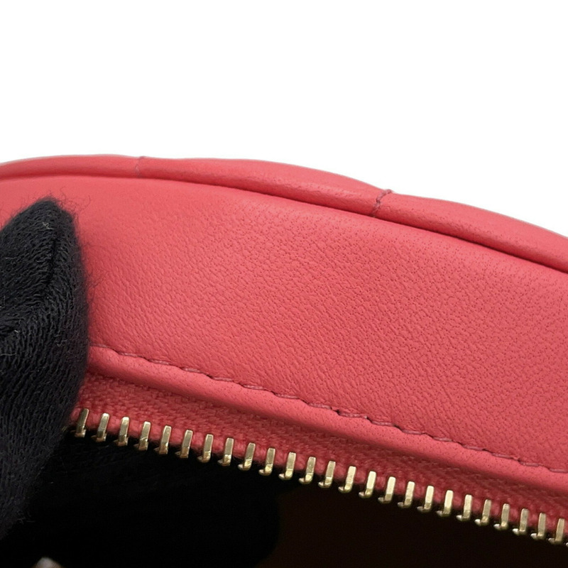 香奈兒鏈條肩背包，絎縫可可標誌圓形球形羊皮-5