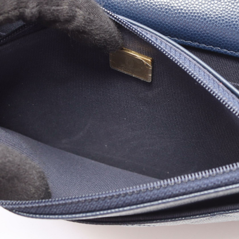 香奈兒 (CHANEL) 2019 絎縫鏈條肩包皮夾 WOC 皮革 海軍藍 GHW 二手 CC-5