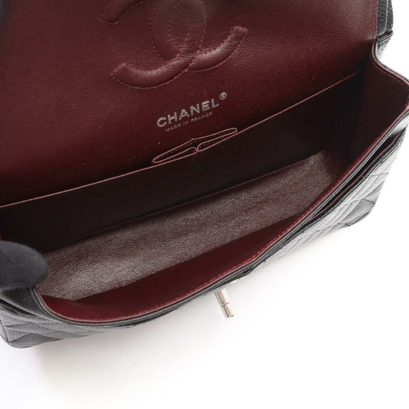 香奈兒 (CHANEL) Matelasse W 翻蓋鏈條單背包 A01112 黑色皮革 SHW 二手 CC-2