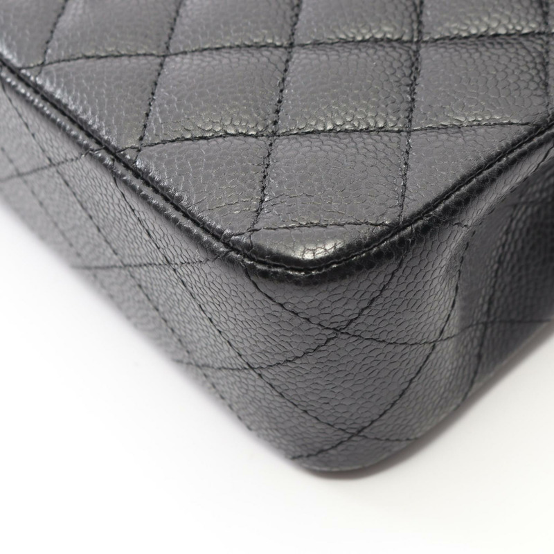 香奈兒 (CHANEL) Matelasse W 翻蓋鏈條單背包 A01112 黑色皮革 SHW 二手 CC-6