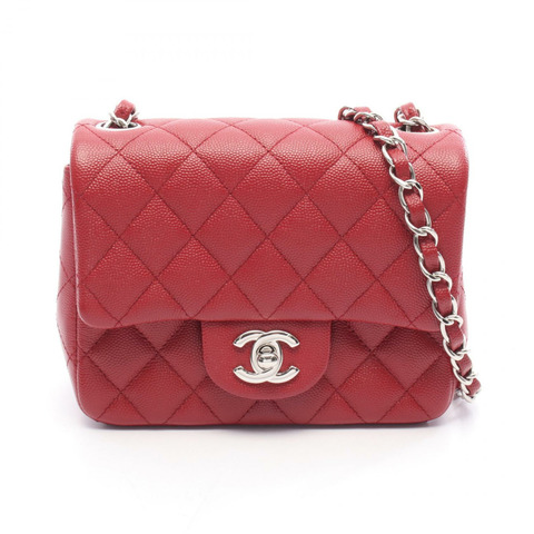 香奈兒迷你絎縫鏈條肩背斜背包 A35200 紅色皮革 SHW 二手