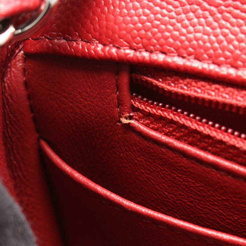香奈兒迷你絎縫鏈條肩背斜背包 A35200 紅色皮革 SHW 二手-6
