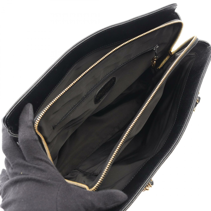 香奈兒 (CHANEL) 鏈條手提包 A08913 黑色小牛皮二手女士金色五金 Coco CC-2