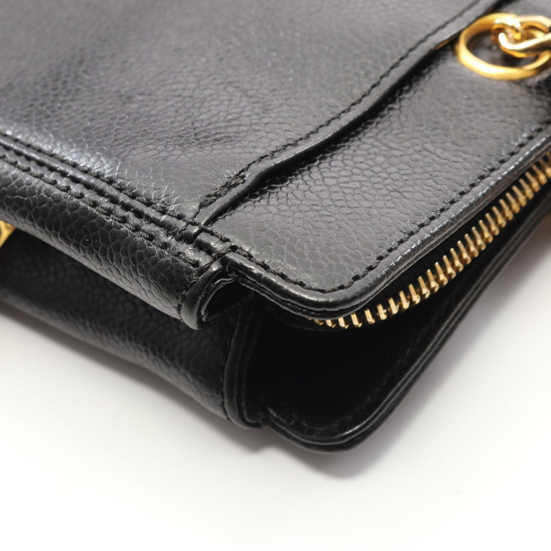 香奈兒 (CHANEL) 鏈條手提包 A08913 黑色小牛皮二手女士金色五金 Coco CC-8