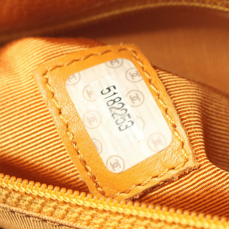 香奈兒手提鏈條單肩包，小牛皮材質，橘色，金色五金，二手女款-5