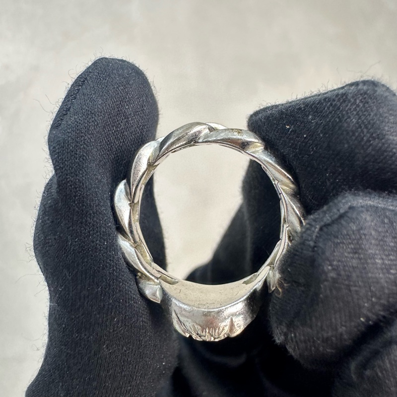 Versace 中古女王頭麻花卷銀飾戒指-5