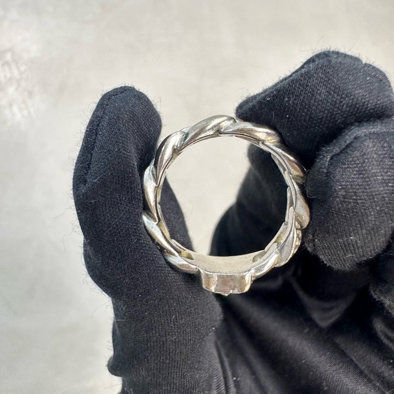 Versace 中古女王頭麻花卷銀飾戒指-6