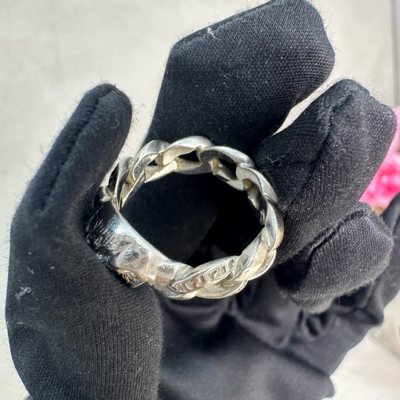 Versace 中古女王頭麻花卷銀飾戒指-8