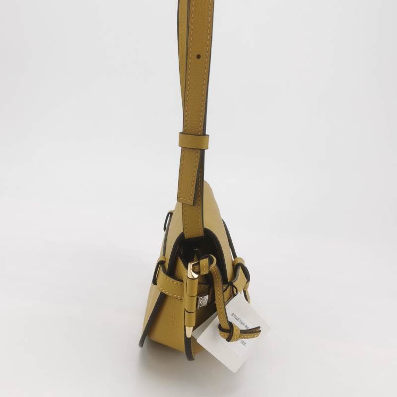 Loewe Gate迷你牛皮純色蝴蝶結束帶斜挎包單肩包 9.8新-3