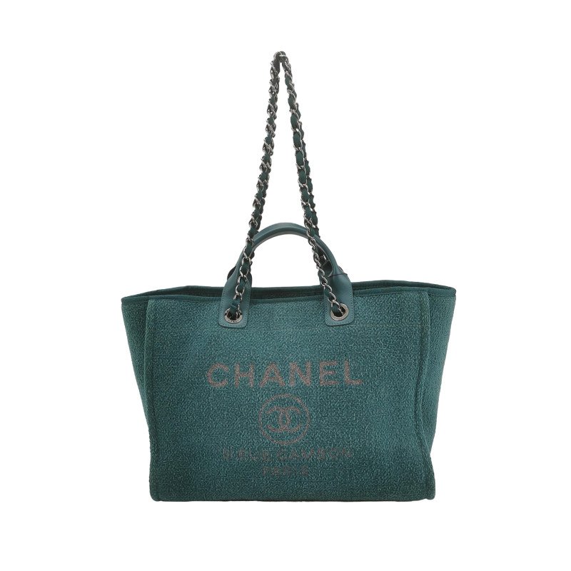 Chanel Deauville沙灘包大號牛皮拼色大Logo字母單肩包-0