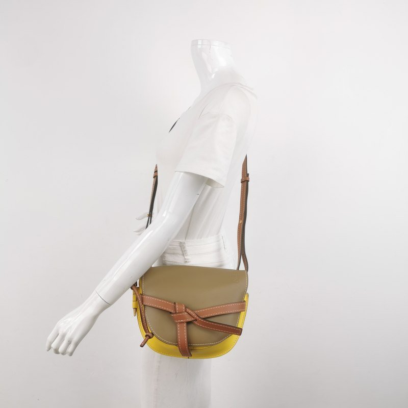 Loewe Gate小號牛皮拼色蝴蝶結束帶斜挎包單肩包-1