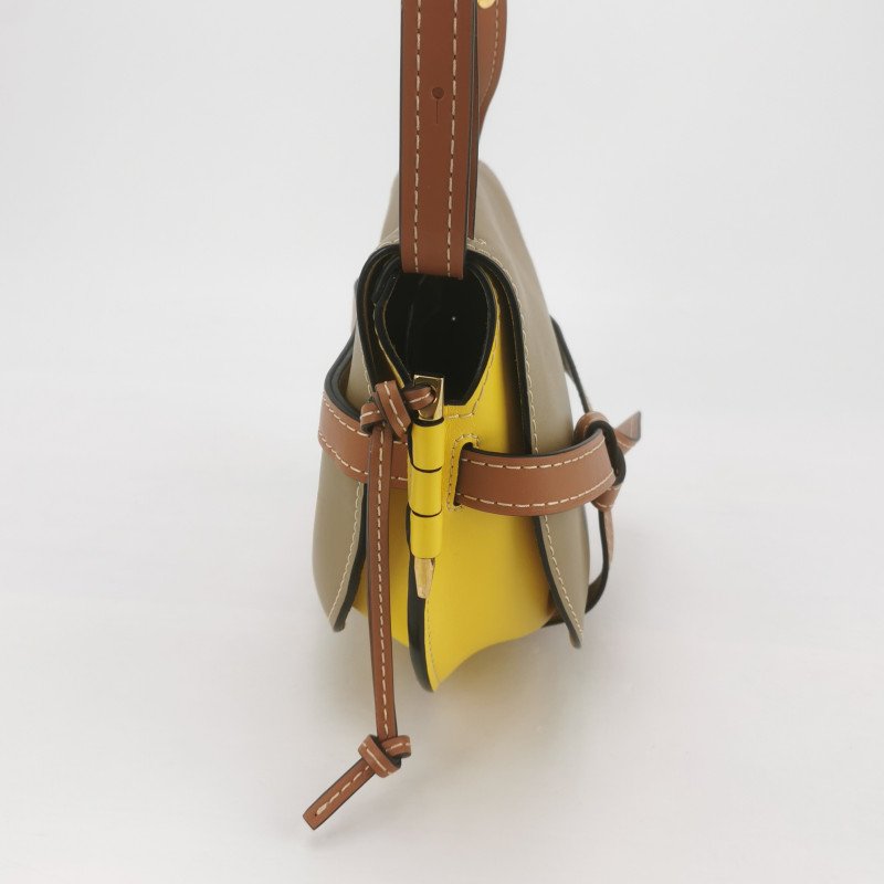 Loewe Gate小號牛皮拼色蝴蝶結束帶斜挎包單肩包-3