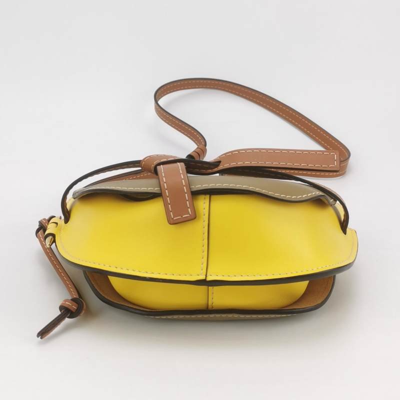 Loewe Gate小號牛皮拼色蝴蝶結束帶斜挎包單肩包-5