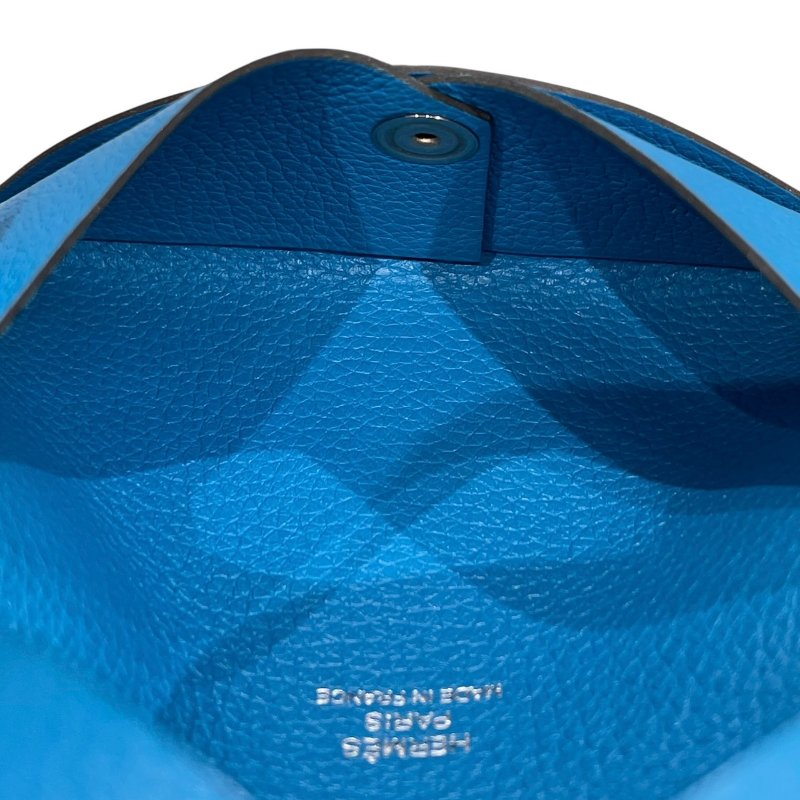 HERMES 愛馬仕 CALVI 卡夾 山羊皮 寶藍色 銀釦-11