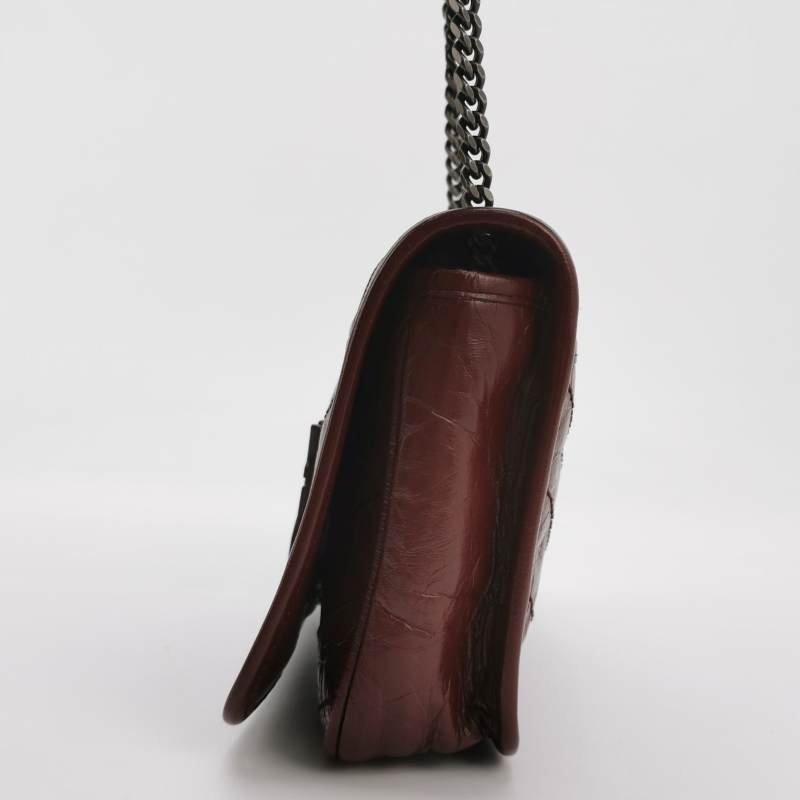 Saint Laurent Niki迷你油蠟皮純色V紋YSL標誌斜挎包-2