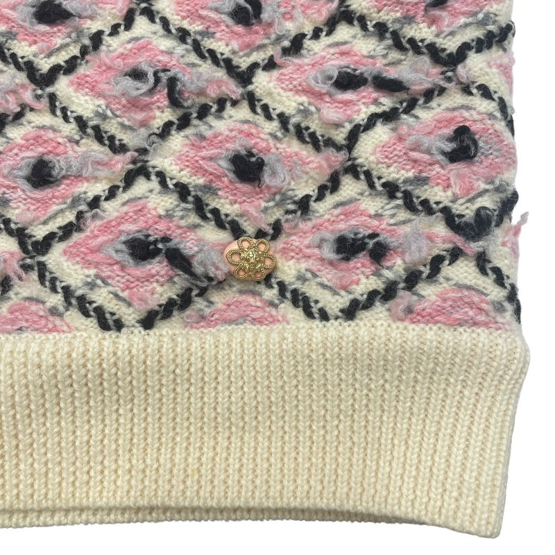 CHANEL 香奈兒 P51 毛呢短袖上衣 羊毛×喀什米爾羊毛 粉色系 40碼-2