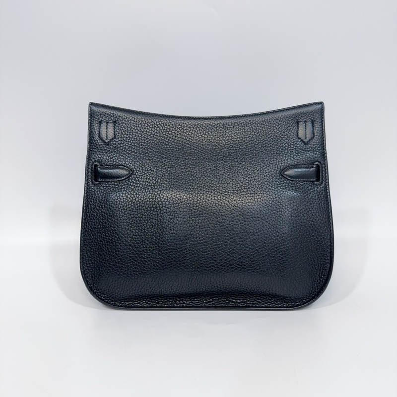 Hermes 89黑T/C皮銀釦Jypsiere28斜背包（男女通用）-5