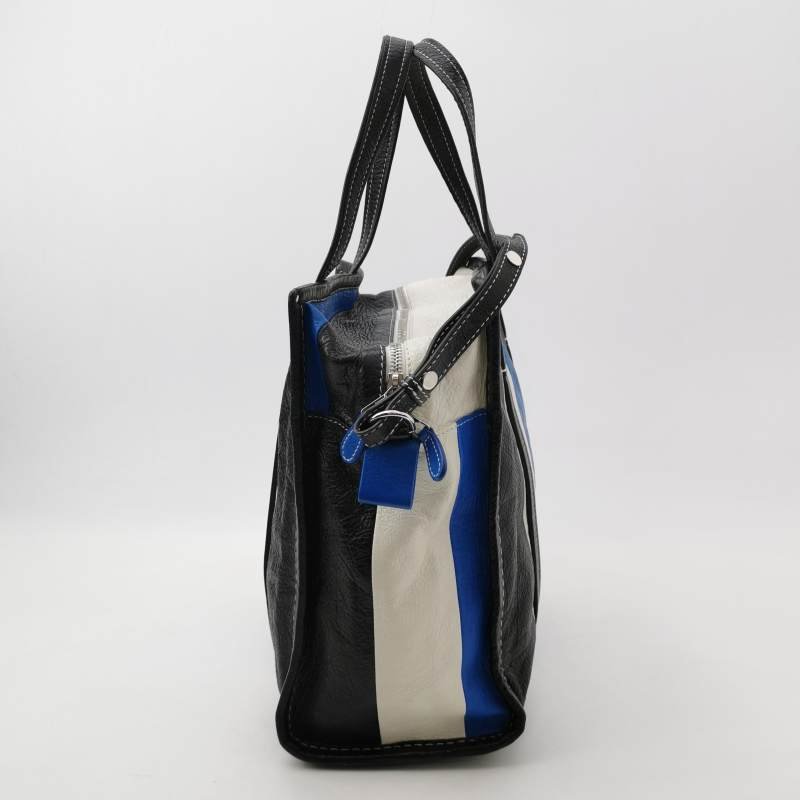 Balenciaga Bazar油蠟皮拼色logo小微標斜挎包-3