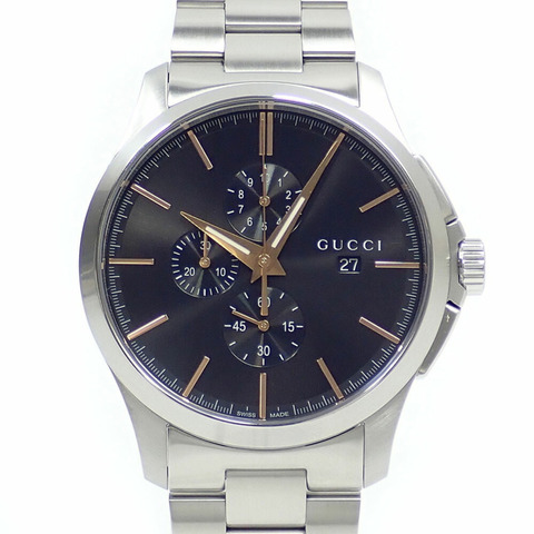 Gucci G-Timeless 男士石英計時腕錶，不鏽鋼材質，型號 YA126272，電池供電