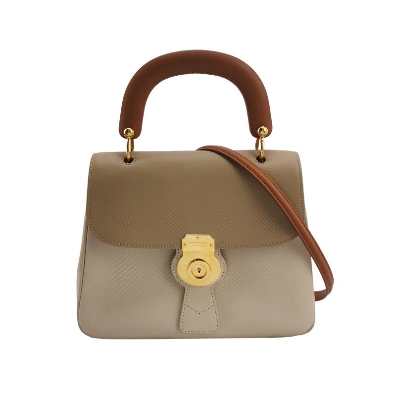 Burberry DK88中號牛皮拼色字母Logo鎖扣斜挎包-0