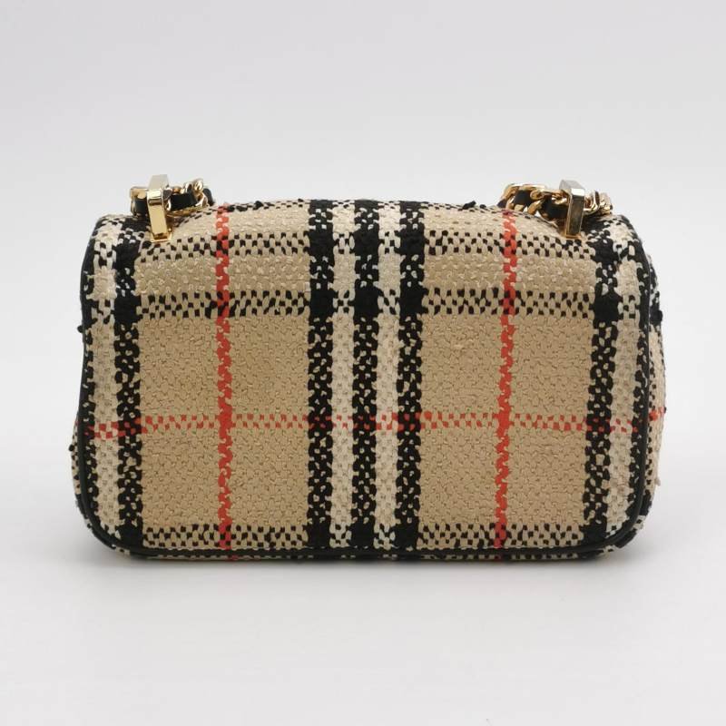 Burberry Lola蘿納包迷你拼色格紋編織絎縫斜挎包單肩包-4