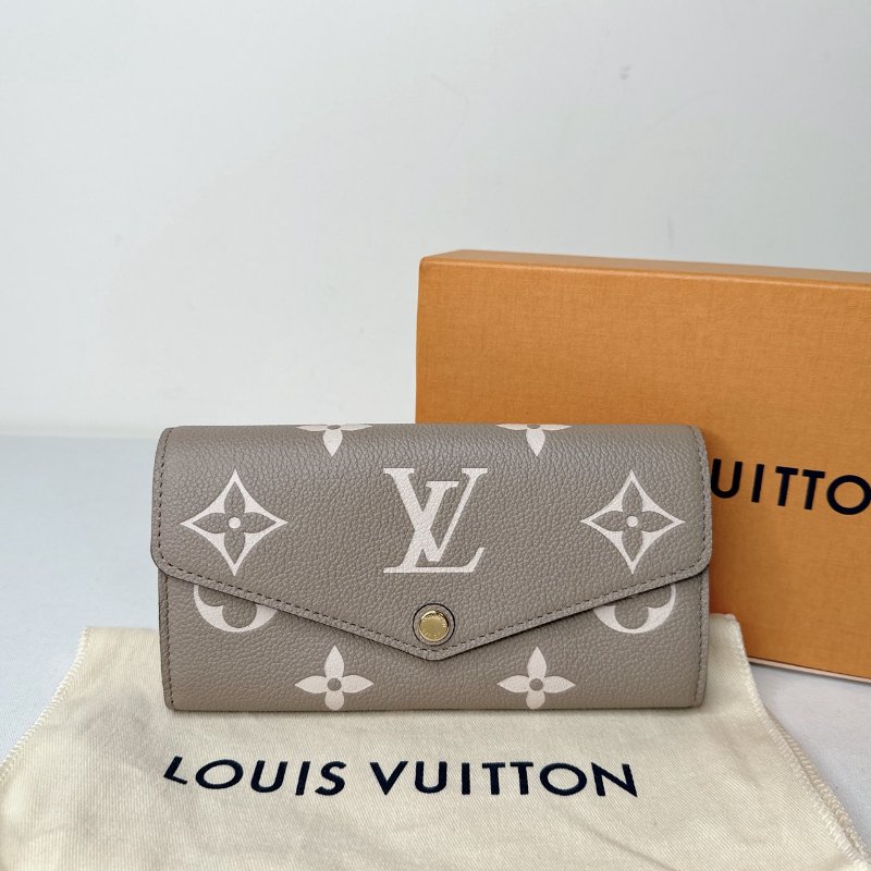 LV Sarah斑鳩灰翻蓋長夾-0