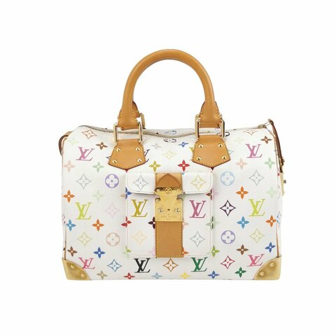 Louis Vuitton(LV)Speedy30植鞣革白三彩波士頓包手提包