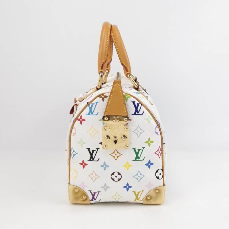 Louis Vuitton(LV)Speedy30植鞣革白三彩波士頓包手提包-2