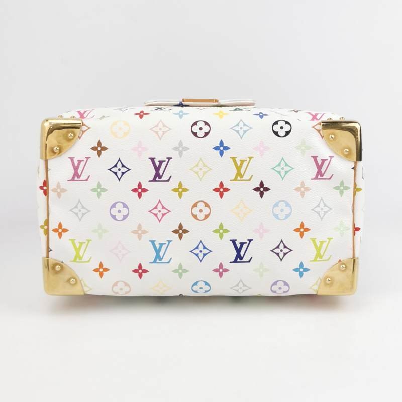 Louis Vuitton(LV)Speedy30植鞣革白三彩波士頓包手提包-5
