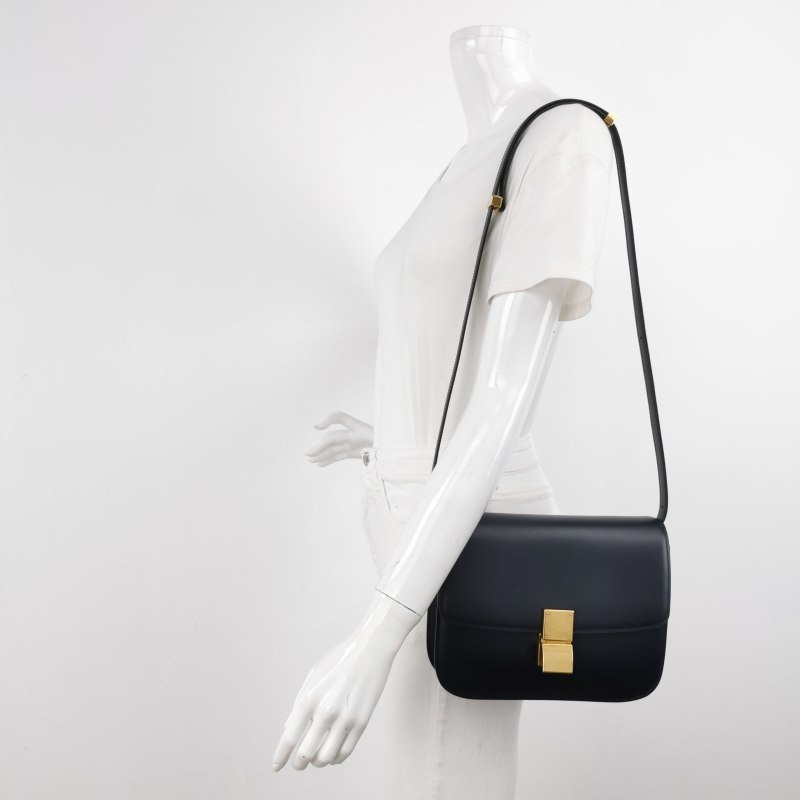 Celine Classic Box豆腐包中號牛皮純色按壓式鎖扣單肩包-1