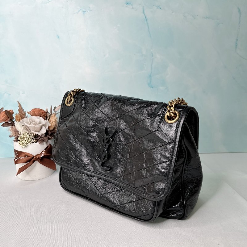 YSL NIKI黑金皮革中型肩背包-2