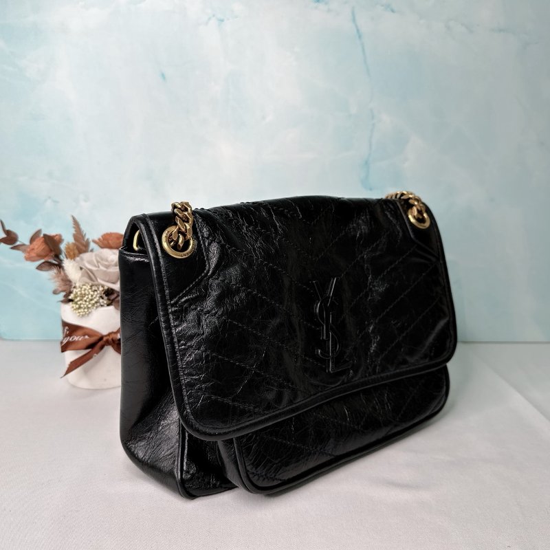 YSL NIKI黑金皮革中型肩背包-3