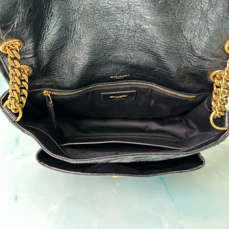 YSL NIKI黑金皮革中型肩背包-4