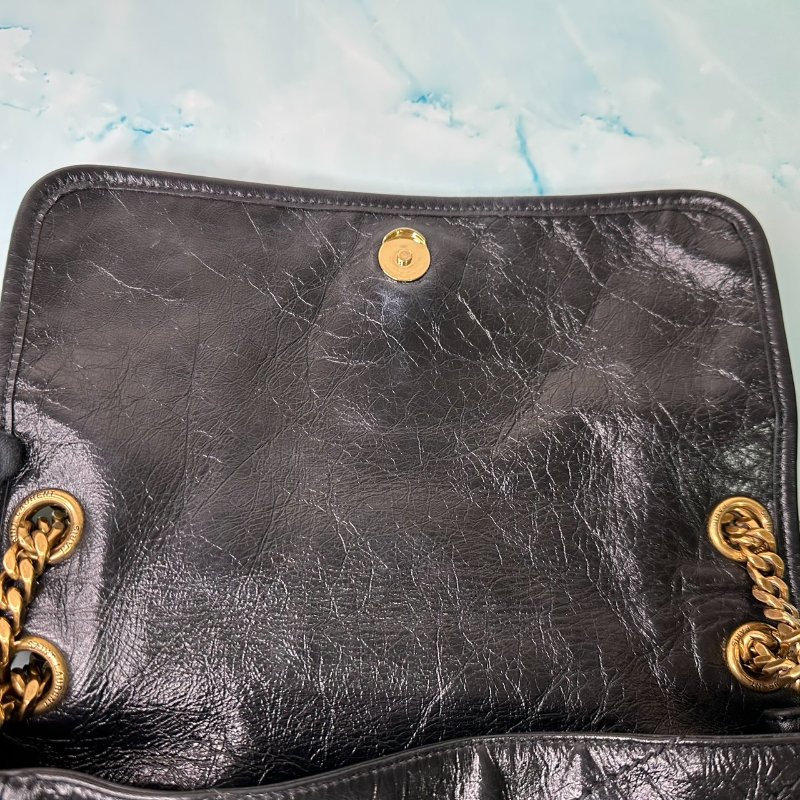 YSL NIKI黑金皮革中型肩背包-5