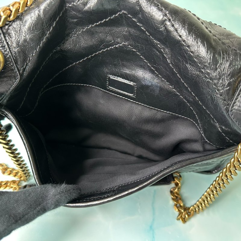 YSL NIKI黑金皮革中型肩背包-6