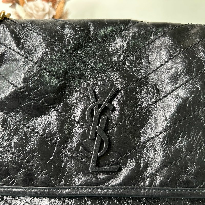 YSL NIKI黑金皮革中型肩背包-7