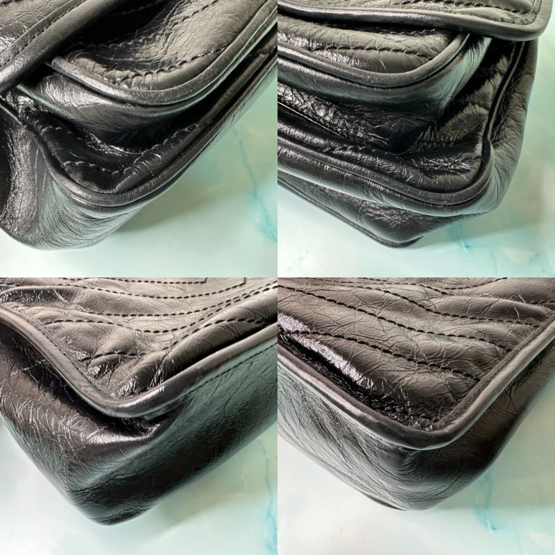 YSL NIKI黑金皮革中型肩背包-9