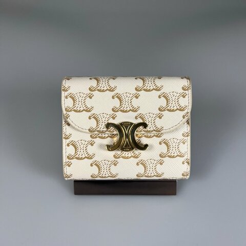 CELINE 白老花凱旋門三折短夾