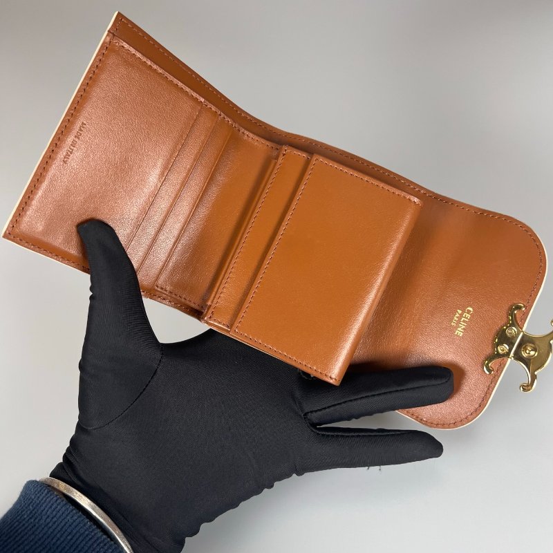 CELINE 白老花凱旋門三折短夾-5